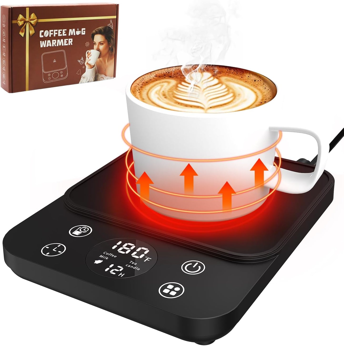 2024 Coffee Mug Warmer | Smart Electric, 1-Hour Reminder, 4 Modes, 8-Hour Auto Shut-Off, 9 Temp Settings, 12-Hour Timer