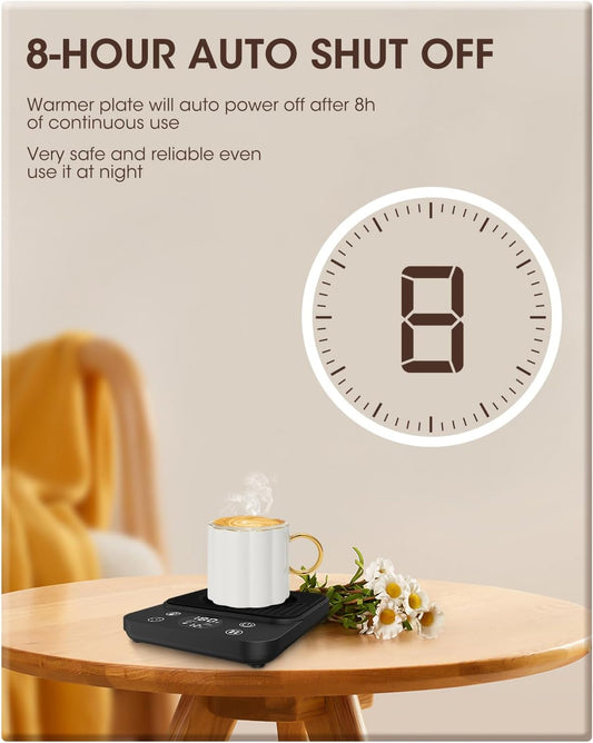 2024 Coffee Mug Warmer | Smart Electric, 1-Hour Reminder, 4 Modes, 8-Hour Auto Shut-Off, 9 Temp Settings, 12-Hour Timer